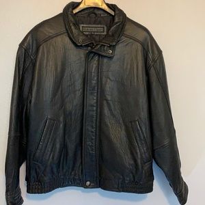 Vintage Genuine Leather Black Bomber Jacket XXL
